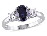 2.64 Carat (ctw) Lab-Created Blue Sapphire and White Sapphire Ring in Sterling Silver